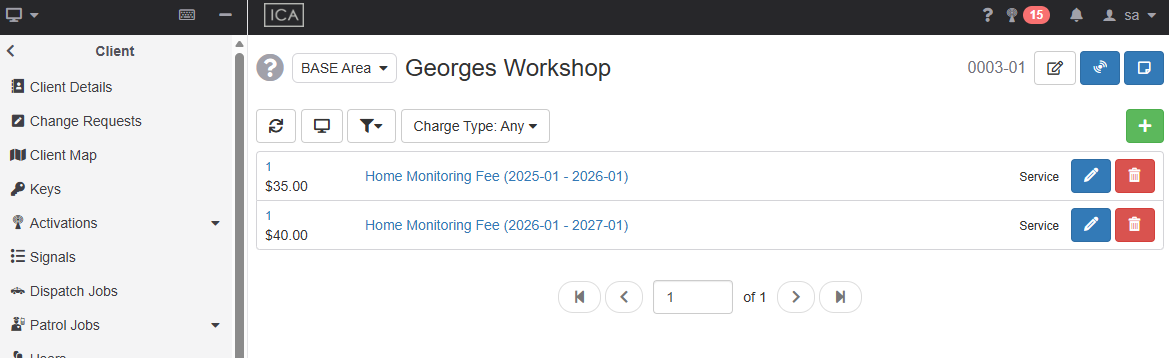 Scheduled service fee change