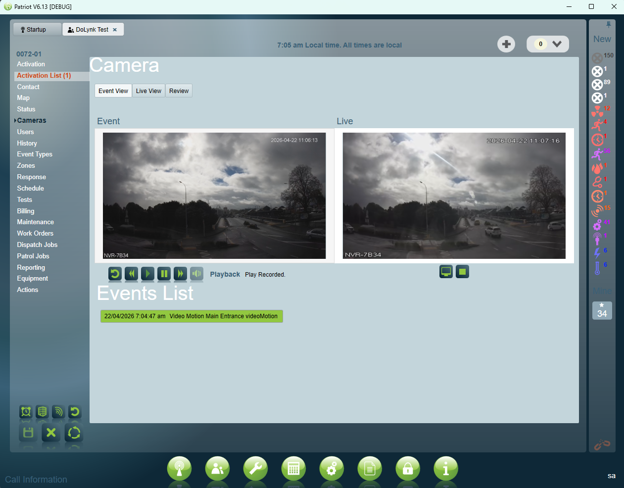 Dahua DoLynk Event View &amp; Playback
