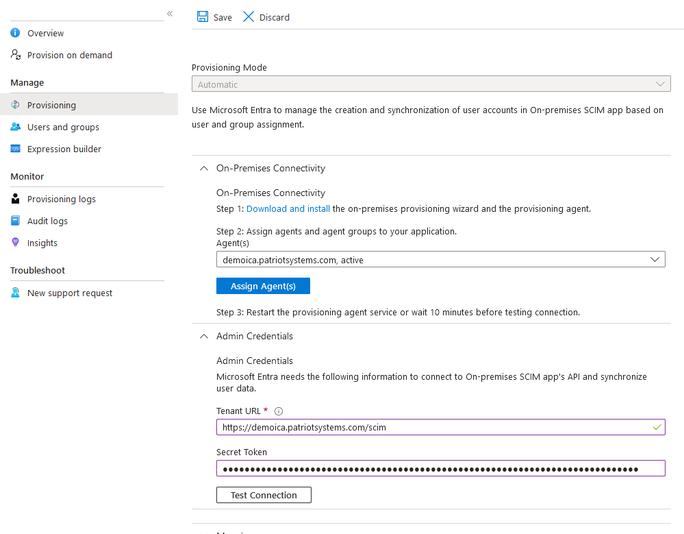 Provisioning Connectivity Settings