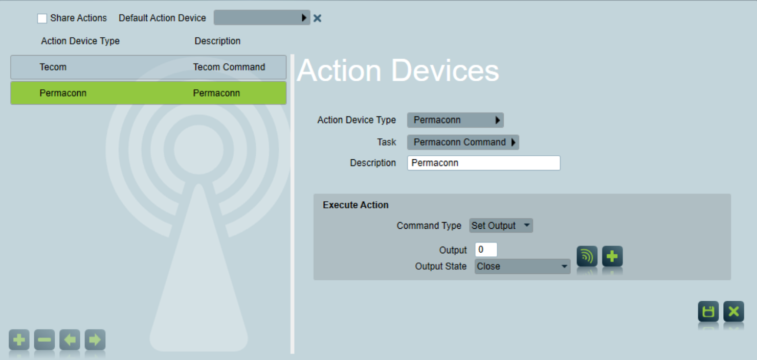 Actions Tab View with a Permaconn action on a Desktop Client