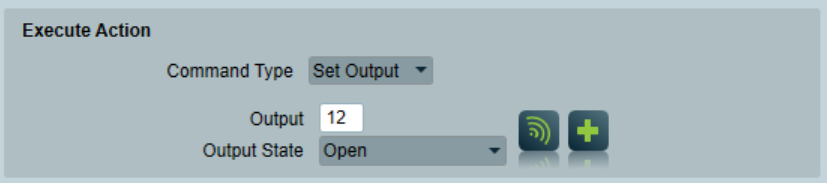 An action command setup for a Permaconn device. (Buttons from left: Execute Action, Save Action)