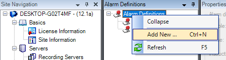 Add Alarm Definition