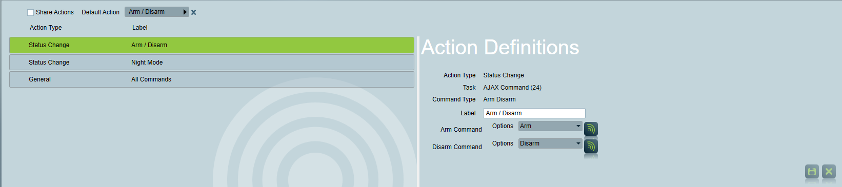 Ajax Command Client Actions Setup
