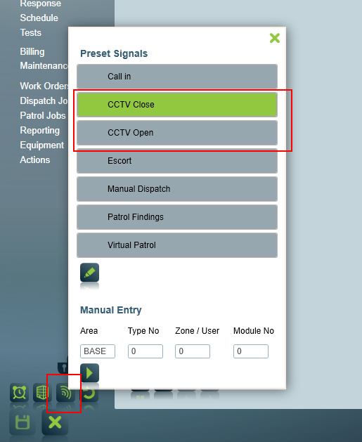 CCTV arm disarm preset signals