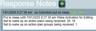 Response notes for activations set to automatically wake up