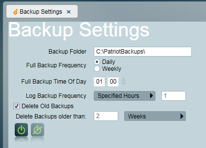 Backup Settings Screen