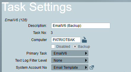 Backup Messaging task has primary messaging task configured.