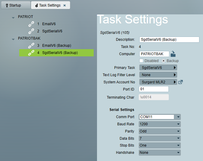 New backup tasks added for backup PATRIOTBAK server.
