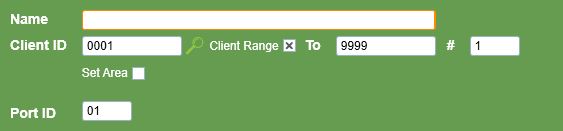 Enter a range of client numbers to add