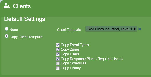 Copy client details from a template