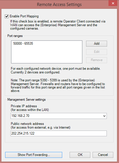 Configure the Bosch VMS Server port