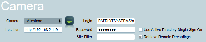 Camera Settings in Patriot