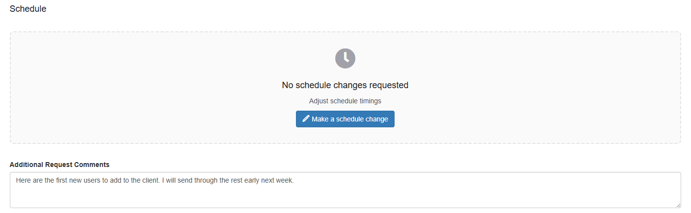 Schedule and additional comment sections