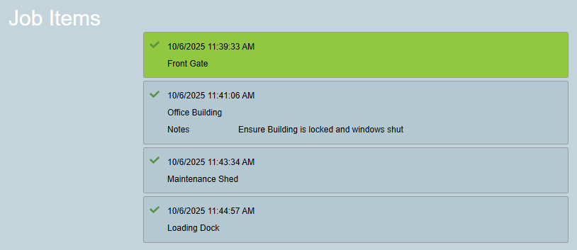 List of job item statuses