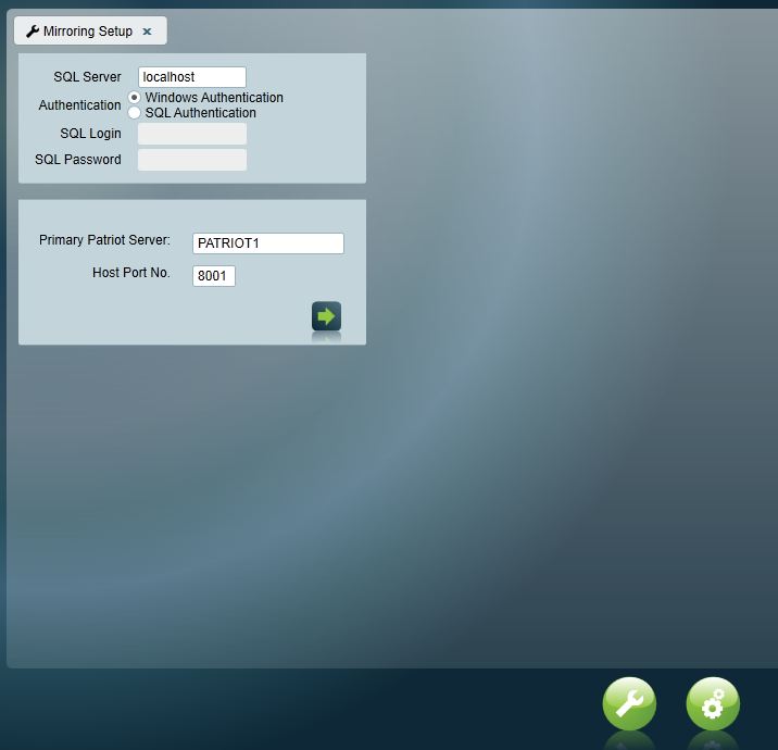 Mirroring Setup Panel