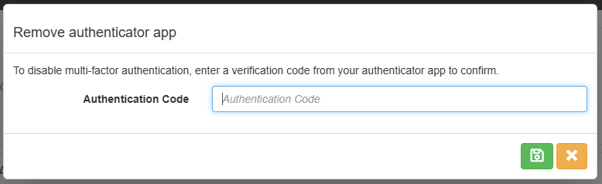 Disable Multi-Factor Authentication modal