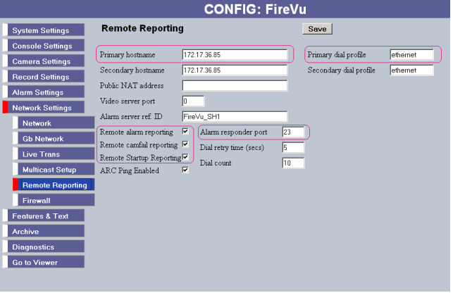NetVu DVR Remote Reporting Page