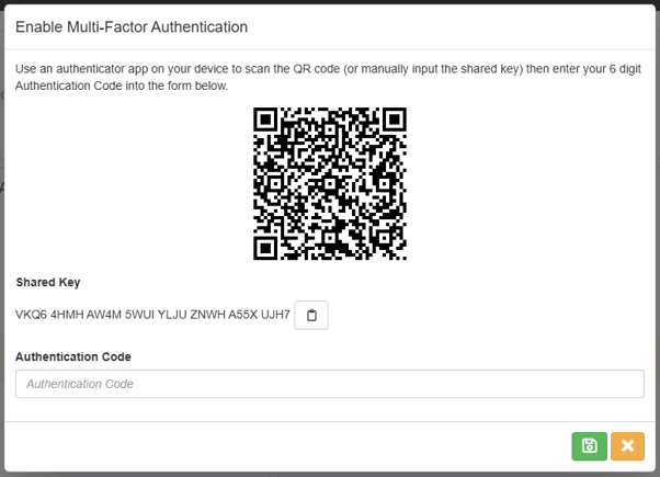 Enable MFA Modal