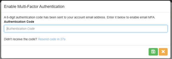Enable MFA Email Modal