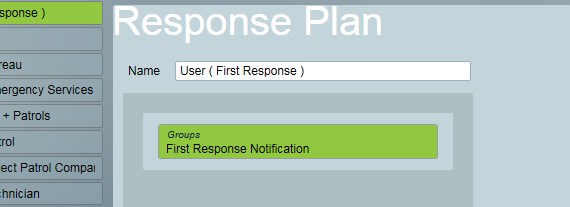 User Grouping for the First Response notification defined in a Response Plan.
