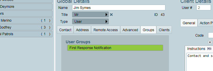 First Response Notification User Groupings