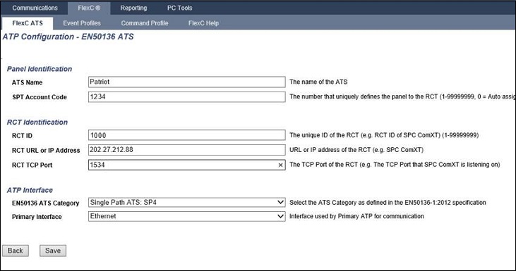 Vanderbilt SPC panel FlexC ATS configuration