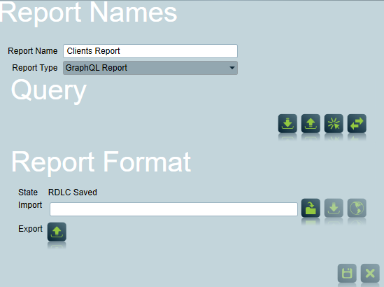 GraphQL report settings