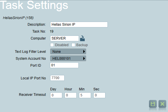 Hellas Sirion Task Settings