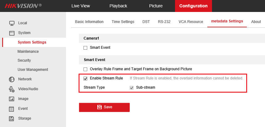 Hikvision Enable Stream Rule