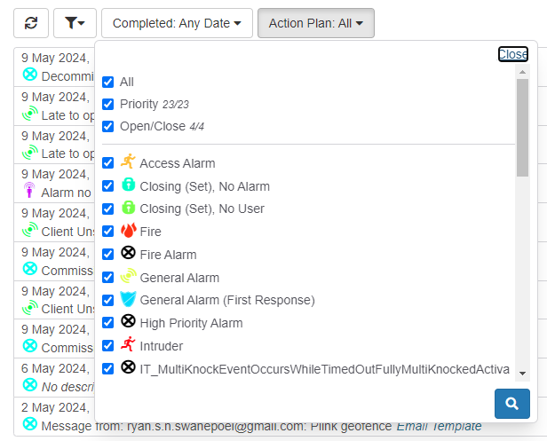 ICA Activation List Filters