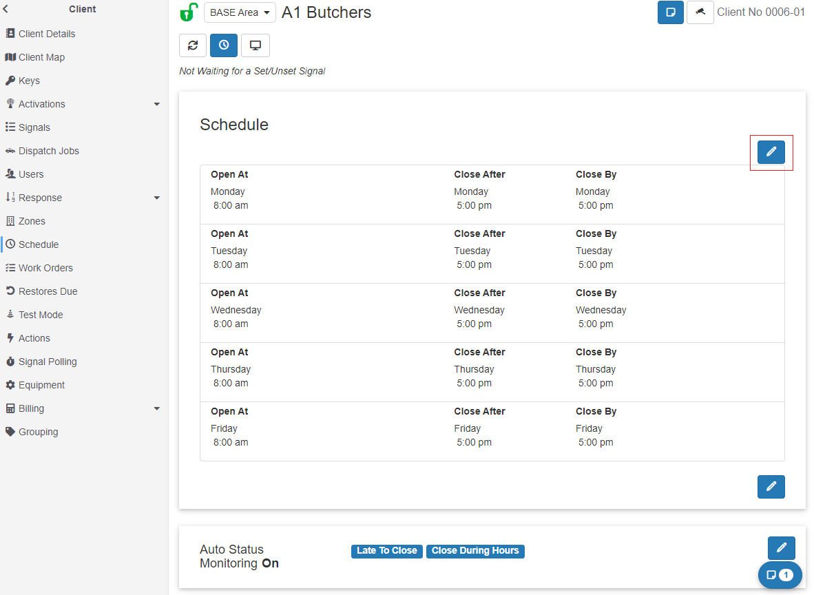 ICA Client Schedule