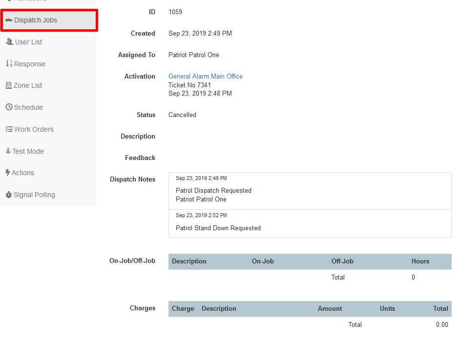 ICA Dispatch Details