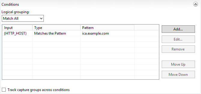 ICA Url Rewrite Conditions