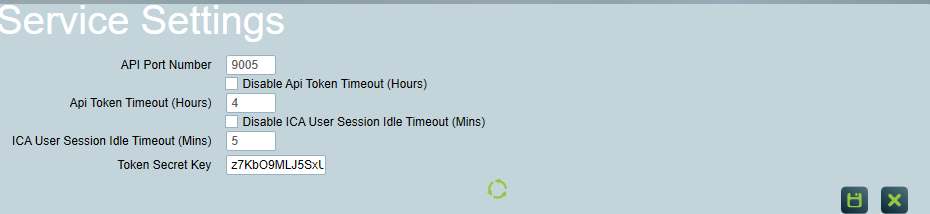 ICA Service settings