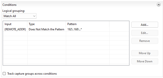 IIS External Access Condition