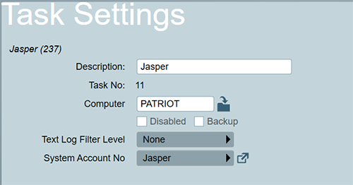 Jasper Task Settings