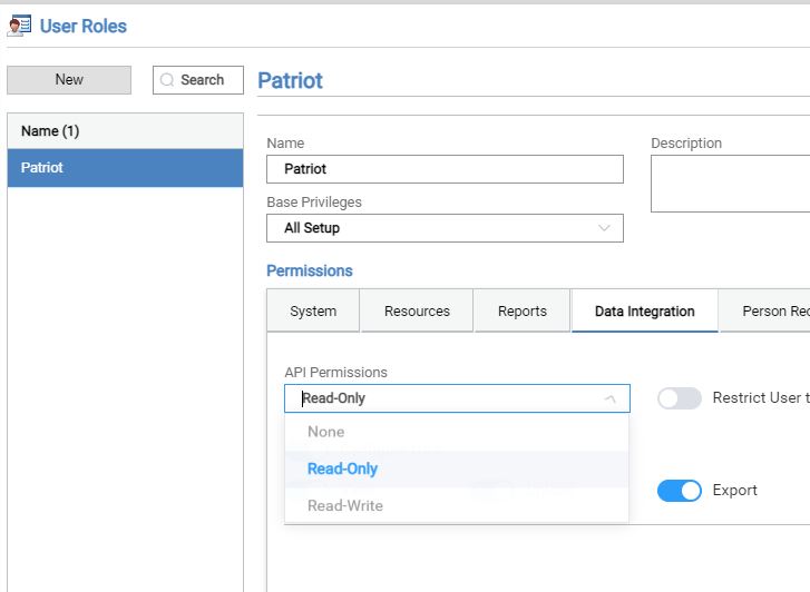 Adding a new User Role for Patriot access to a NetBox system.