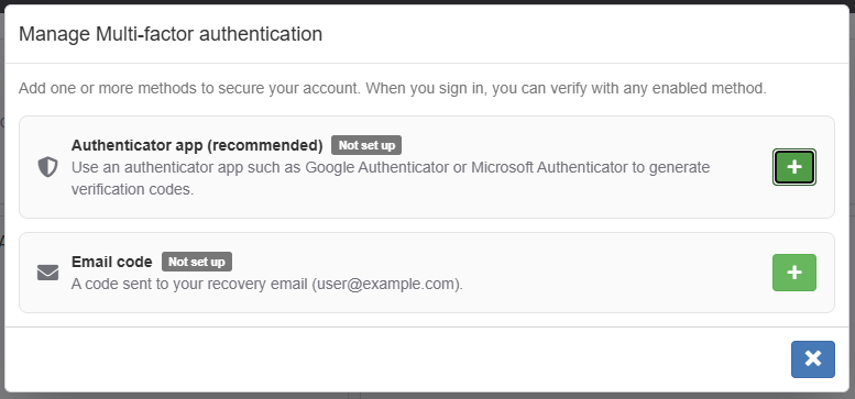 Enable MFA Menu With Email