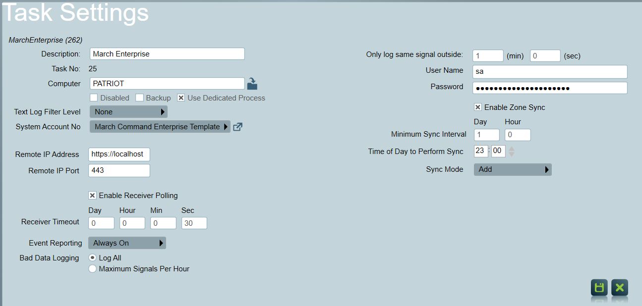 March CEM Receiver Task Setup