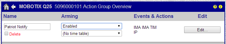 Inserting a new Action Group