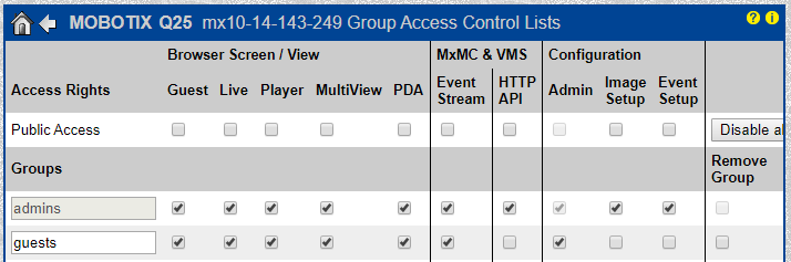 Mobotix Group Access Control Lists