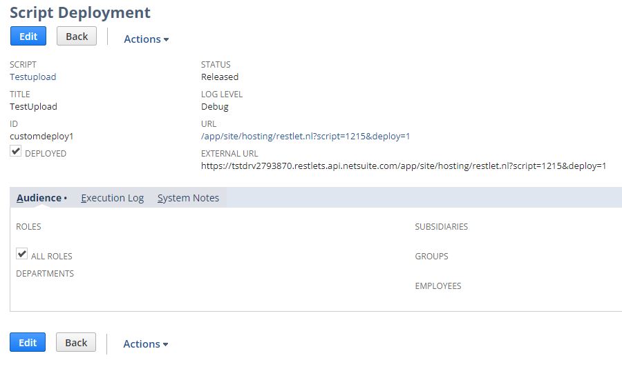Netsuite Script Deployment
