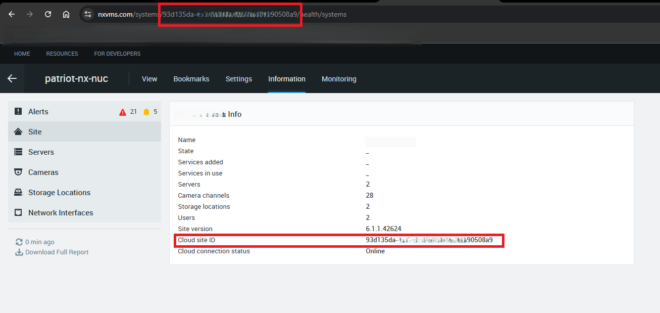 NxCloud Web Portal-Site Id