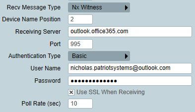 Email Receiver Settings