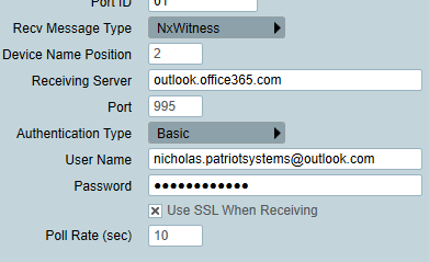 Email Receiver Settings