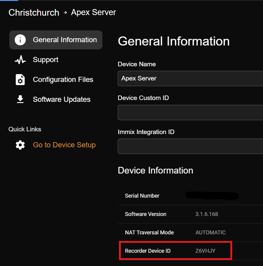 Apex Server Device ID