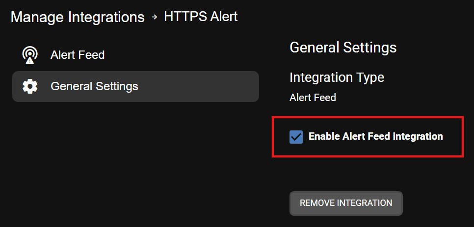 Enable Alert Feed Integration