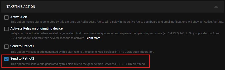 Send to HTTPS Alert Feed