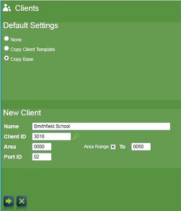 Step 1: Inserting a range of panel areas (0000 - 0050) with the &quot;Copy Base&quot; default setting.