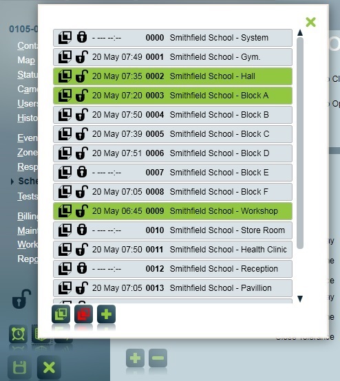 The area list pop-up displays the Linked to Base icon beside each area that has been linked to the base area